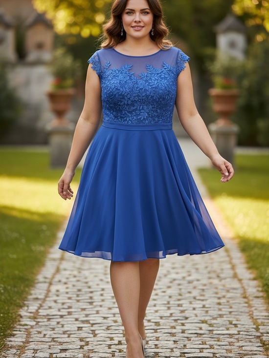 Angel Married Dresses & Skirts - Angel Married Royal Blue Embroidered Lace Chiffon Dress NWT 22W